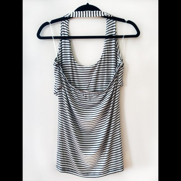 Black & White Stripe Layered Halter Top - Picture 2 of 3